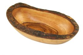 Servierschale aus Olivenholz oval rustikal mittel