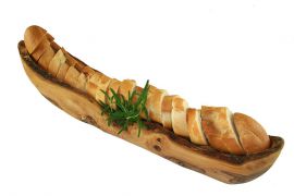 Brotschale aus Olivenholz mit rustikalem Rand 35 - 39 cm