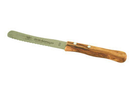Brötchenmesser / Buckelmesser mit Griff aus Olivenholz, 22 cm Länge