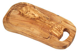 Steakbrett mit Saftrille & Grifflasche aus Olivenholz 36 - 39 cm