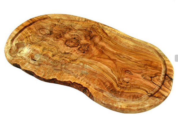 Steakbrett mit Saftrille ohne Grifflasche aus Olivenholz ca. 40cm