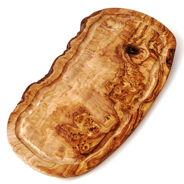 XXL-Steakbrett mit Saftrille ohne Grifflasche aus Olivenholz 50 - 55 cm